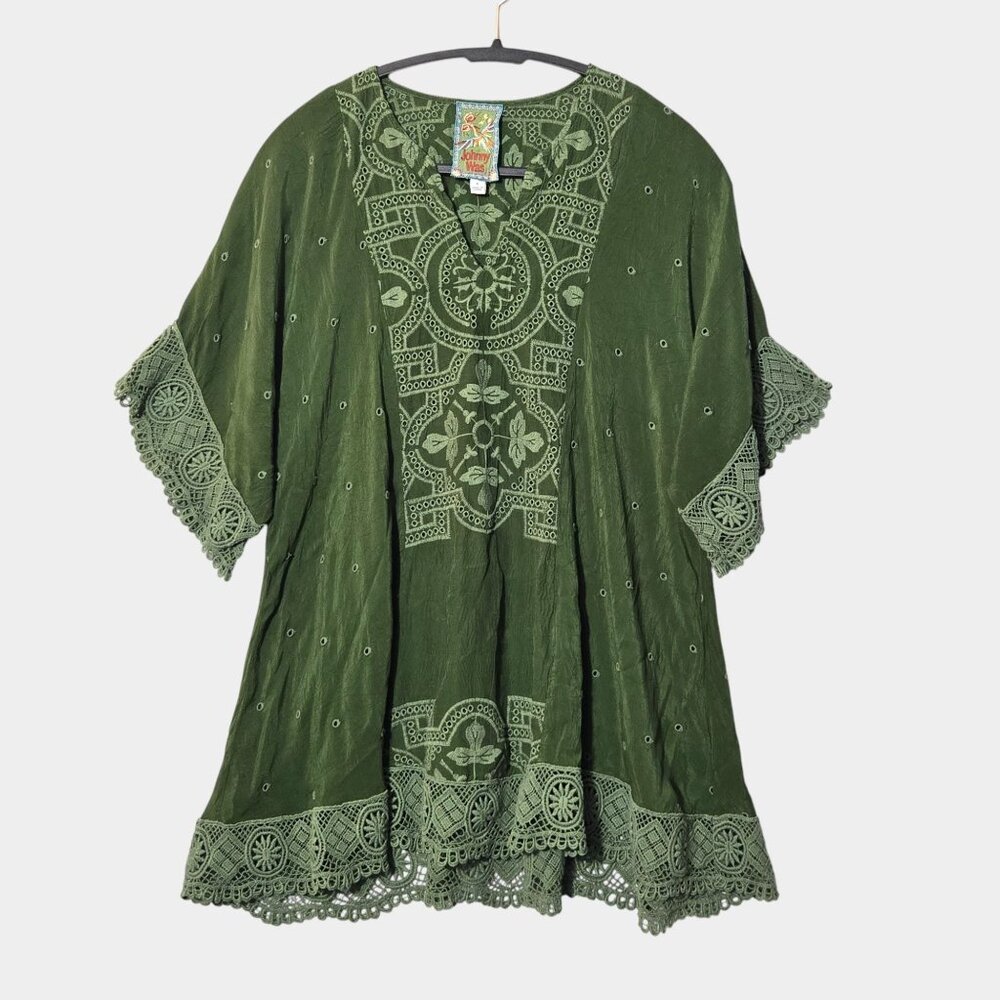 Johnny Was Stephanie Cooper Embroidered Tunic Green S Romantic Boho Langenlook